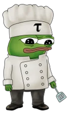 Papa character dressed as a chef with a spatula